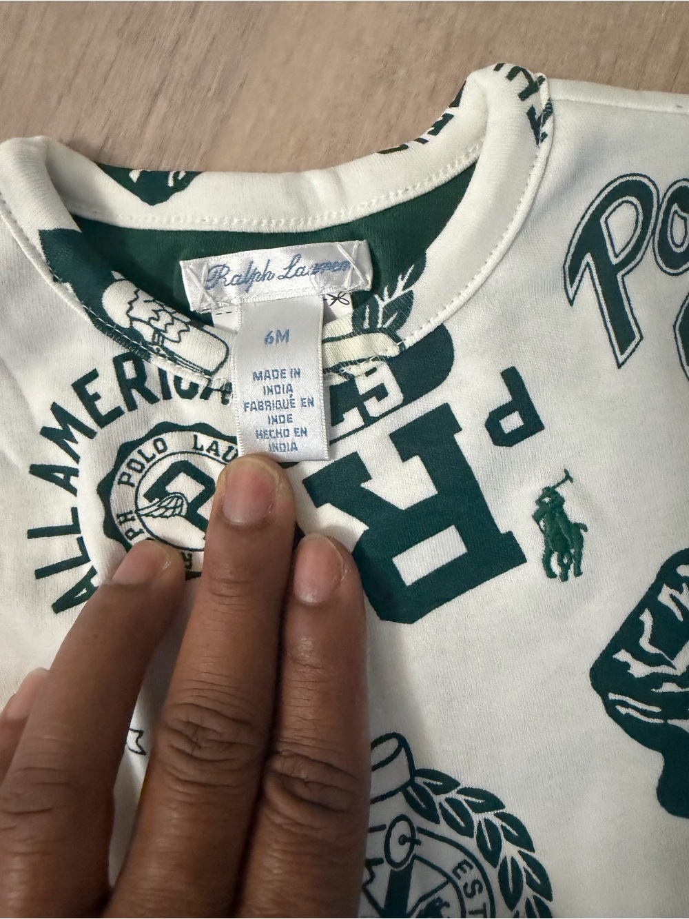 Ralph Lauren White Short Sleeve Tee with Dark Green Polo Graphics